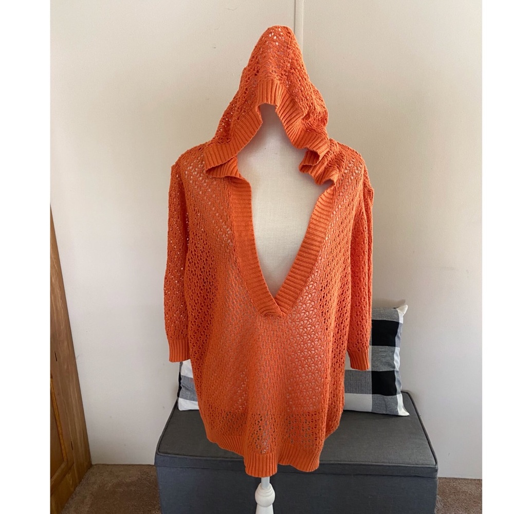 Lane Bryant Orange Hooded Sweater 26/28